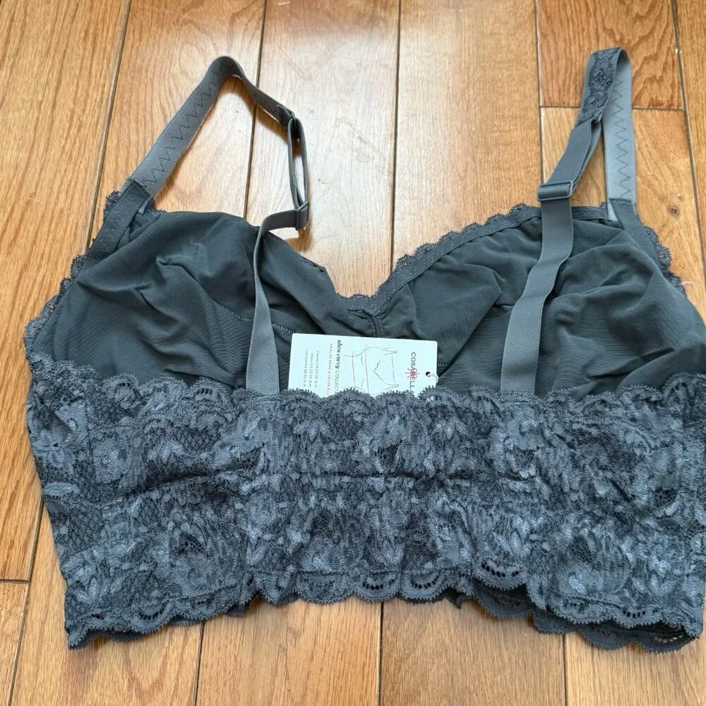 Cosabella Never Say Never Ultra Curvy Sweetie Bralette M Anthracite Lace NWT Bra - Picture 7 of 9